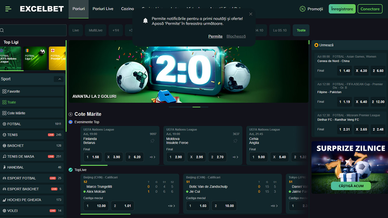 Pagina de pariuri sportive Excelbet
